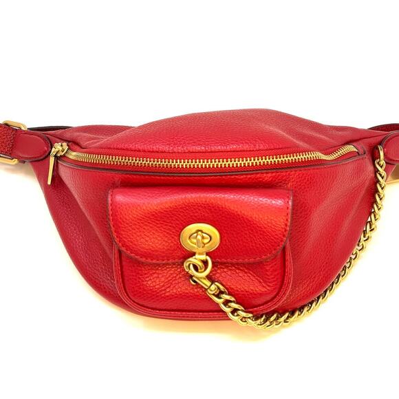 NWOT Coach X JLO Red Leather Chain Belt Bag SOLD OUT - Picture 10 of 15